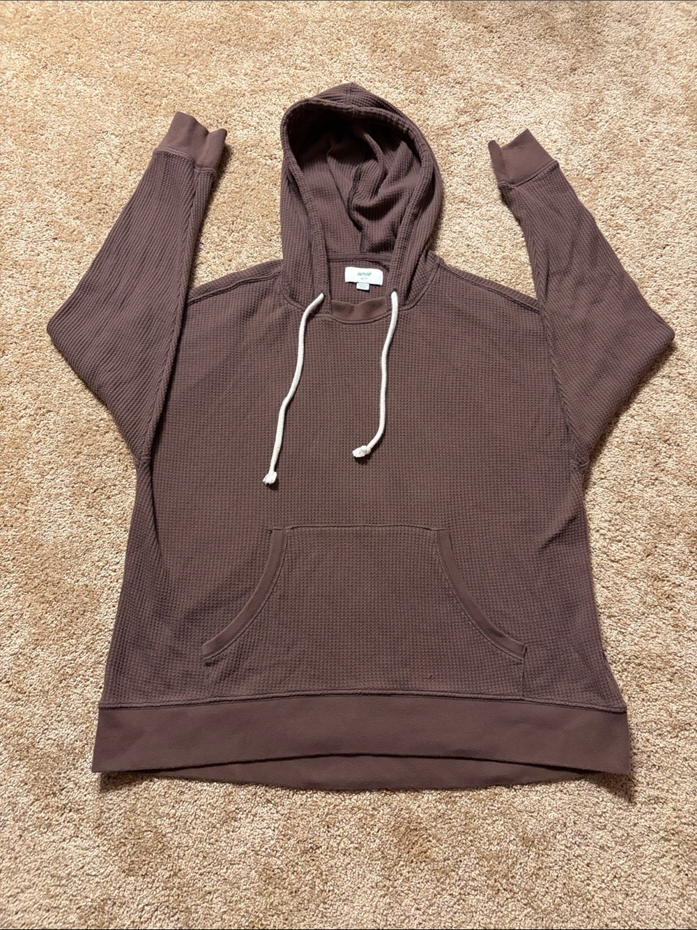 Aerie Brown Waffle Knit Hoodie
